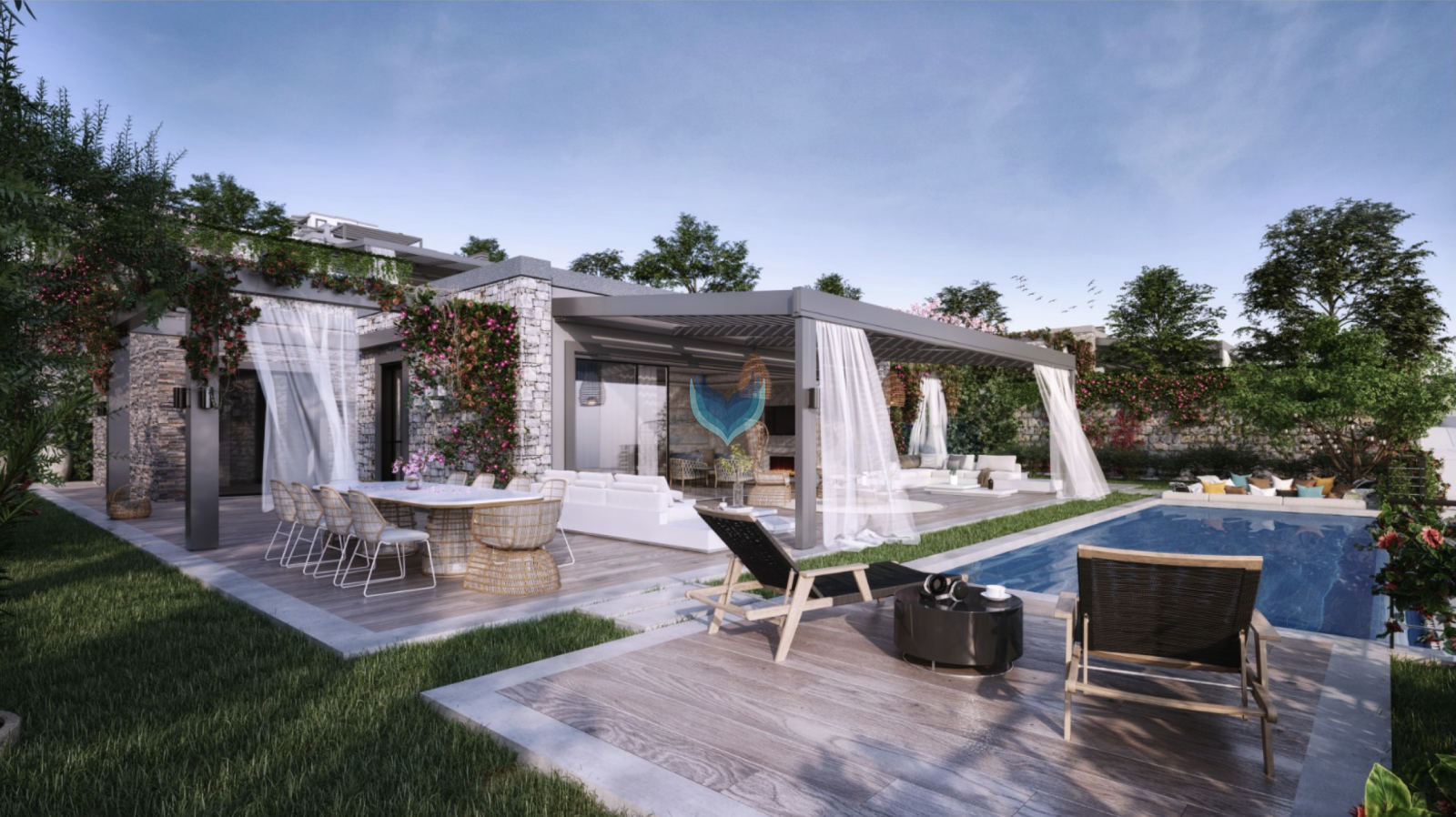 TEK KATLI HAVUZLU MÜSTAKİL TAŞ VİLLA